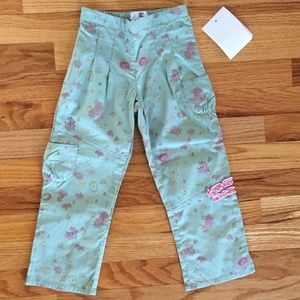 NWT Deux Par Deux Floral Ruffle Pants, Size 4